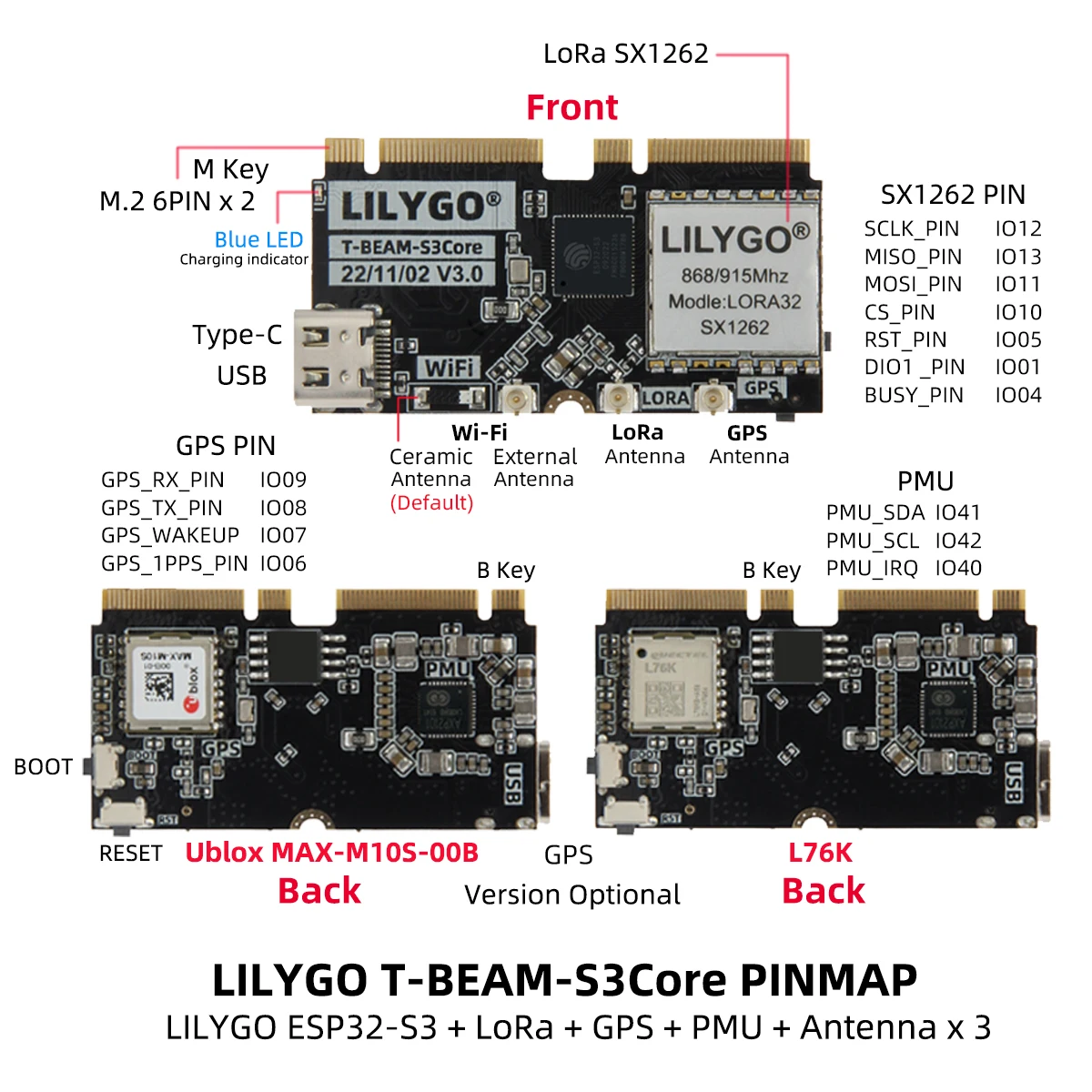 Esp32 - LILYGO T-BEAM-CORE V3.0 L76K UBLOX M10S-00B