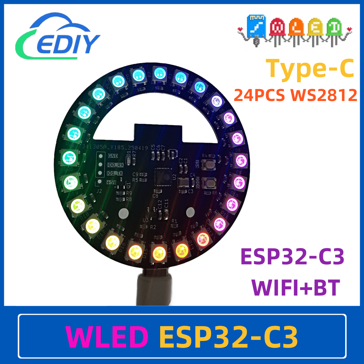 Esp32 C3 - WLED ESP32-C3 개발 보드 원형 다채로운