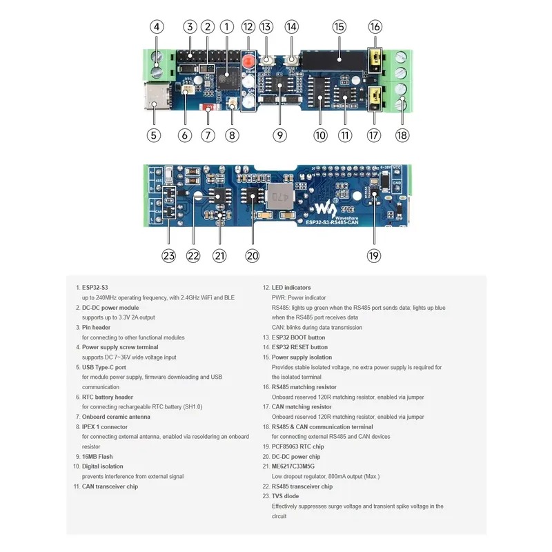 산업용 ESP32-S3 제어 보드, RS485 및 CA - Esp32 리뷰 및 가격